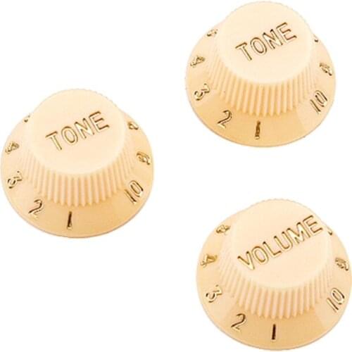 3PCS Guitar Knob Plas-tic Top Hat Guitar Volume Tone Control Knobs Amplifier Knobs for S-trat Guitar Yellow/Black/White