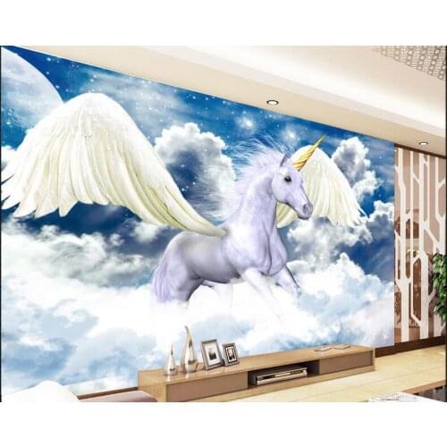 3d wallpaper High-end custom photo The angel unicorn pentium background painting 3d wall murals wallpaper for living room