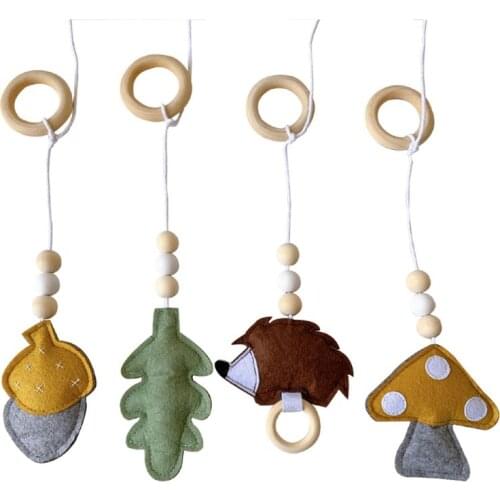 4Pcs Solid Wood Fitness Rack Pendant Baby Gym Toy Hanging Ornaments Room Decor 97BC
