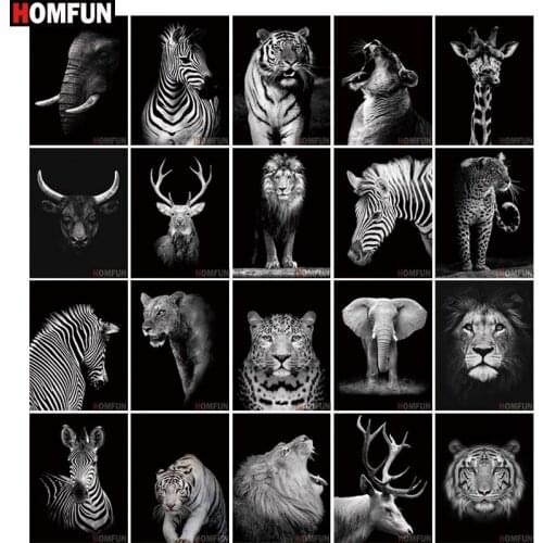 HOMFUN Full Drill Diamond Painting "Animal Black Series " DIY Picture Of Rhinestone 5D Diamond Embroidery Cross Stitch Decor