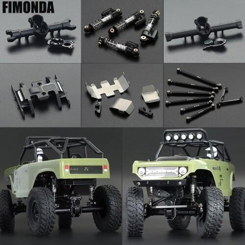 Aluminum Alloy Axle Housing Shock Absorber Steering Link Skid Plate Chassis Upgrade Set for 1/24 RC Crawler Axial SCX24 AXI90081