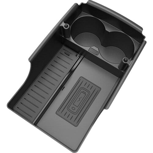 Car Wireless Charger T-Box with Cup Holder Wireless Charging Pad Mobile Phone for Tesla Model S X 2016 2017 2018 2019 2020 2021