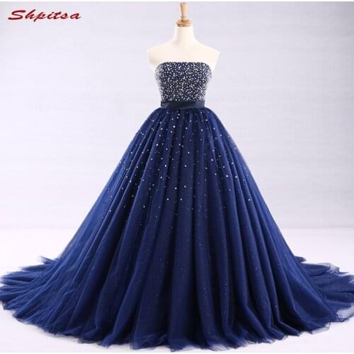 Navy Blue Ball Gown Princess Quinceanera Dresses Girls Beaded Masquerade Sweet 16 Dresses Ball Gowns vestidos de 15 anos