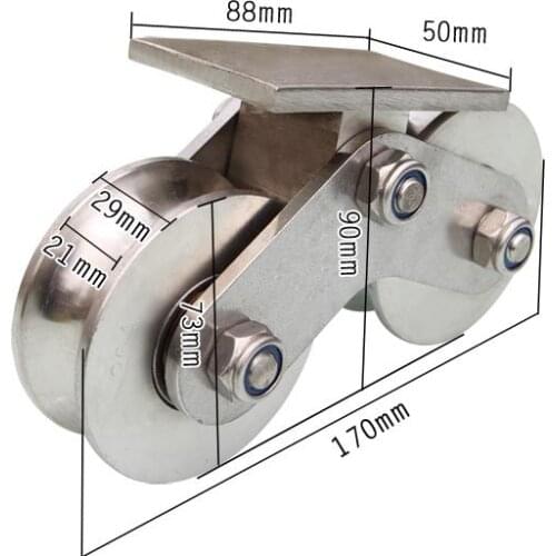 Freeshipping Square tube track wheel sliding door angle wheel lifting pulley bearing wire rope universal wheel