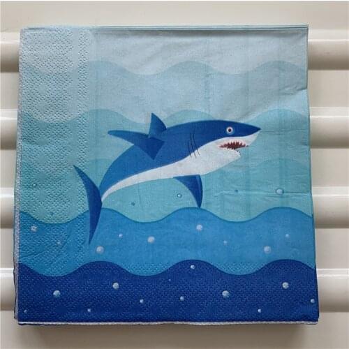 Decoupage paper napkins elegant tissue vintage towel blue ship Anchor shark fish kids birthday wedding party beautiful decor 20