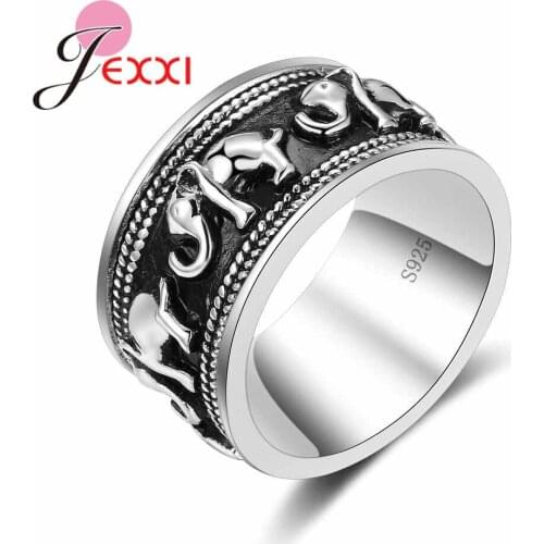 Factory Price Big Promotion Unique Design Wide 925 Sterling Silver Black Hiphop/Rock Style Vintage Finger Rings