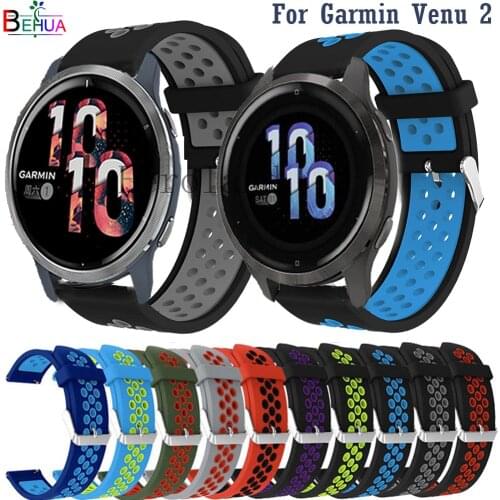 BEHUA Soft Silicone Strap For Garmin Venu 2 Smart WatchStrap band For Garmin Vivoactive 4 Forerunner 745 Bracelet belt Wrisband