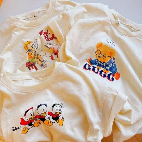 Childrens T-shirt 2021 Spring New Baby Boys and Girls Cartoon Print Short-sleeved T Shirt Baby Boys and Girls Casual Top Tees