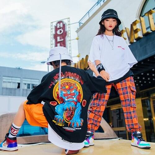 ChildrenS Day Hip Hop Tide Clothing Boys Summer Loose T-Shirt Pants Performance Costumes Kids Jazz Street Dance Outfits DQS7157