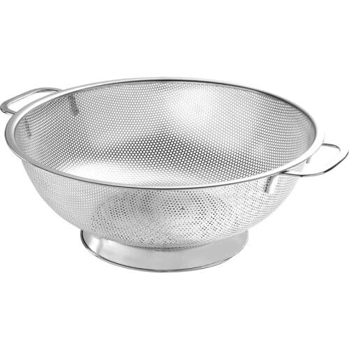 Colander Stainless Steel,Micro-Perforated Strainer with Heavy Duty Handle and Large Base,Strainer for Kitchen