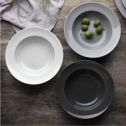Ceramic Plate Deep Tray Straw Hat Pasta Plate Creative Western-style Tableware Plate Home Western Soup Plate Northern