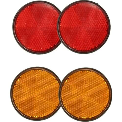 2Pcs Round Red Reflector Universal for Motorcycle ATV 5.6x0.8cm & 2 x 2Inch Round Orange Reflectors Universal