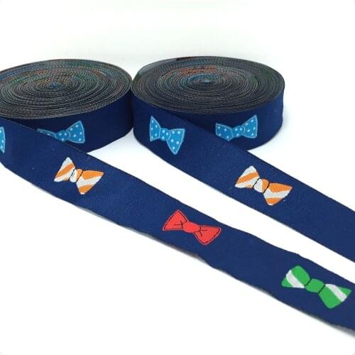 7/8" 22MM 10YARD/SETS SINGLE FACE CARTOON 100% POLYESTER Deep blue bowknot DOG RIBBON KTZD16010502