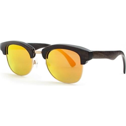 Lentes de moda 2020 dropshipping fashion polarized half frame rave black bamboo shades sun glasses sunglasses for men