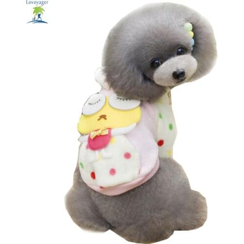Lovoyager Pet Dog Clothes Winter Cute Wave Point Cartoon Dog Hoodies For Chihuahua Warm Fleece Dogs Coats