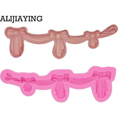 M1218 DIY Bow lace silicone fondant mold Satin curtain Wedding cake decorating chocolate mold sugar decoration tools