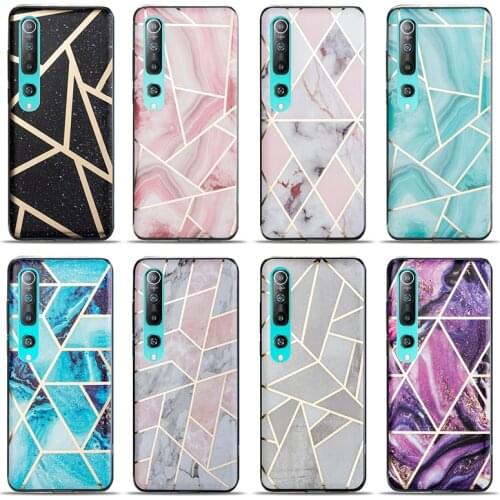 Fashion Glitter marble geometry Glitter soft silicon phone case for XiaoMi 10 Pro poco x3 nfc Redmi Note 7 8 Pro 9 S Max A cover
