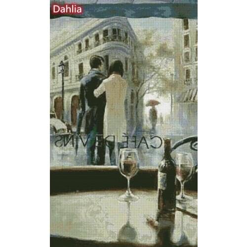Street Couple Paris Scenery Cross Stitch Kits Crafts Top Quality Embroidery Needlework DIY 14CT Unprinted Decor Handmade