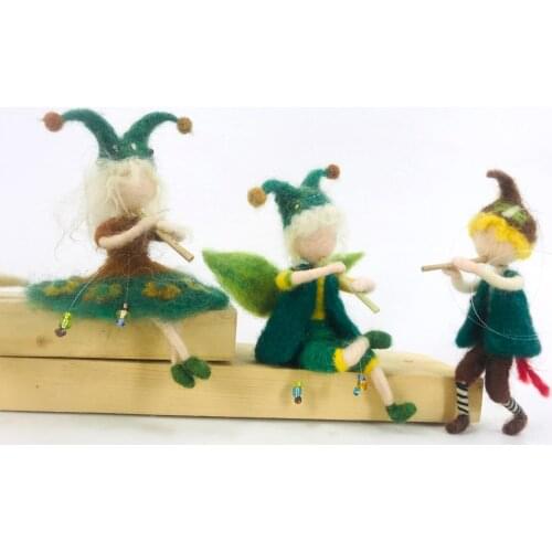 Non Finish DIY Kit Handmade Fairy Tale Flute Prince Wool Needle Felt Kit Pocked Toy Doll For Kids Children Material Package 2021