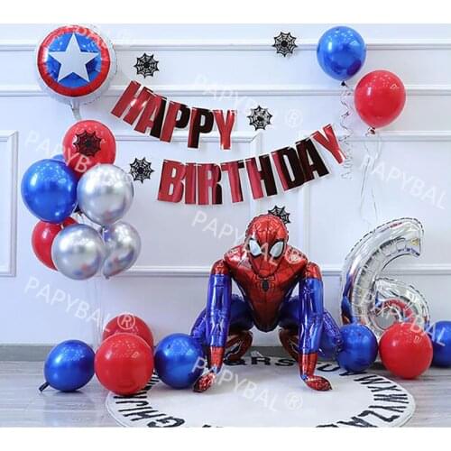 24/25pcs Marvel Birthday Ballons Set Spiderman Ironman SuperHero Theme Foil Balloon Kids Boys Gifts Baby Shower Party Decors