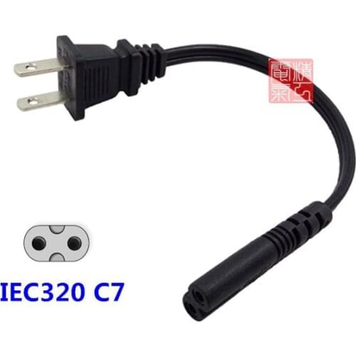 NEMA 1-15P 2pin male plug to IEC 320 C7 IEC320 short AC Power cable cord 20CM For AC Adapter Laptop Notebook