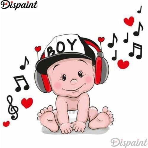 Dispaint Full Square/Round Drill 5D DIY Diamond Painting "Baby music scenery" 3D Embroidery Cross Stitch 5D Home Decor A12789