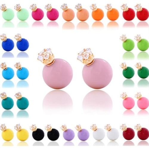 New Fashion Stud Earring for women Round Big Pearl Beads Earrings Crystal crown charm earring for women design jewelry #ER061