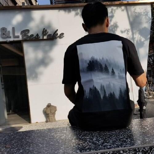 Very Good Quality Cotton Tshirt Men Essentials High Street Scenery Sea Of Clouds Printed Short Sleeve Mens And Womens T-shirt