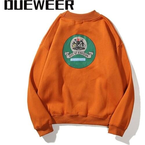 Dueweer Orange Fleece Pullovers Sweatshirts Kanye West Jesus Is King Hip Hop Autumn Winter Stranger Things Mens Pullover Hoodie