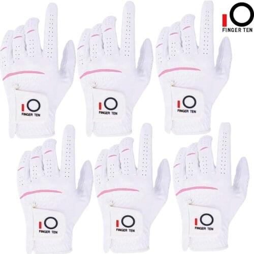 6 Pack Non Slip Golf Gloves Women Cabretta Leather Ladies Breathable Rain Glove XS S M L XL Left Right Hand White Drop Shipping