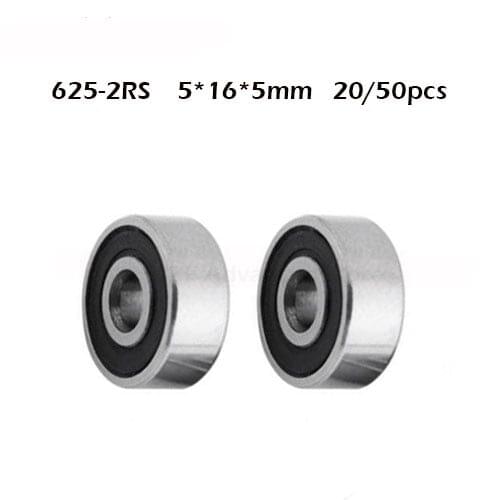 625 625RS 5*16*5(mm) 20/50pieces bearing free shipping ABEC-1 rubber Sealed Bearing 625 625RS chrome steel deep groove bearing