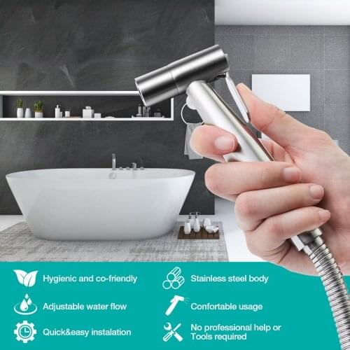 Portable Diaper Bidet Handheld Toilet Bidet Sprayer Stainless Steel Bathroom Hand Bidet Shower Hand Spray Head Self Cleaning