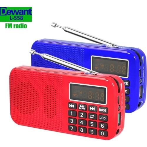 Free shipping L-558 portable mini digital auto scan FM radio receiver with MP3 music player & 2400mAh 18650 rechargeble battery