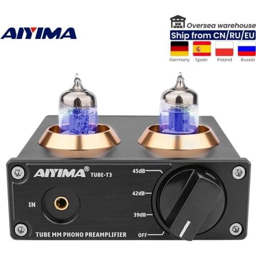 AIYIMA Audio T3 Phono Preamplifier for Turntable Phonograph Preamp Vinyl Record Player Mini Stereo HiFi Vacuum Amplifier DIY
