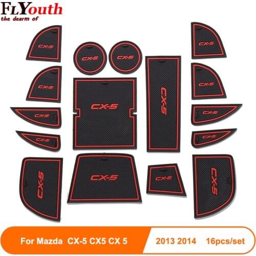 Rubber Mat Door Mat Anti-slip Cup Pad For Mazda CX-5 CX5 CX 5 2013 2014 16pcs Interior Decoration Accessory Gate Slot Pad