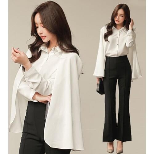 S-XXL Plus Size Women Shirts Cloak Sleeve Cape Blouse Chiffon Blouse Office Lady Elegant Shirt 2019 Camisas Mujer Chemises Femme