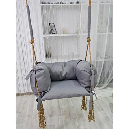 Garden Hanging swing chair Hammock Swing Chair is in cotton blend, with removable handles 54x34x42 cm
