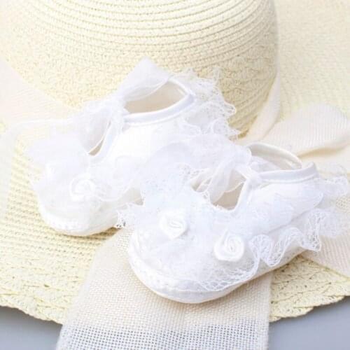 Cute Baby Girls Newborn Infant Baby Toddler Lace Frilly Flower Non-Slip Shoes Pricess Formal
