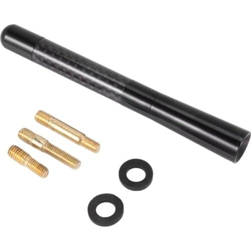 Universal 5 Inch 120mm Black Antenna Carbon Fiber Printer Short-on Car Radio AM/FM Aerial + Adapter