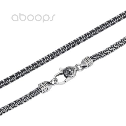 Vintage 925 Sterling Silver Foxtail Chain Necklace for Men Boys,4 mm 50-75cm,Free Shipping