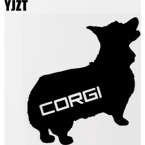 YJZT 13CM×14.1CM Fun Corgi Dog Vinyl Motorcycle Car Sticker Decal Black/Silver Accessories 8C-0571