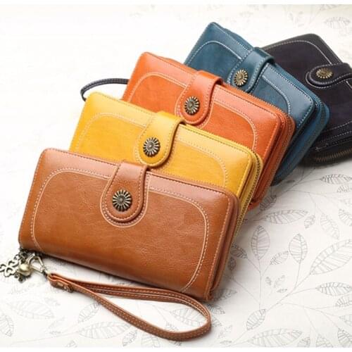 Wallet female luxury Long Blue Clutch 2019 New Leather purse Woman Zipper Wallets lady Purses Wristle Money Bag Coin Card Holder