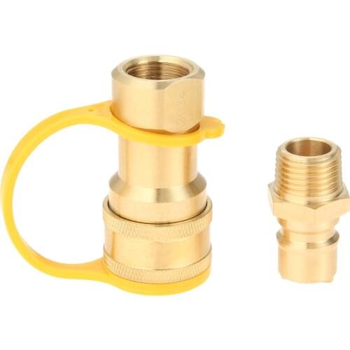 1set Solid Brass 1/2 inch Natural Gas Propane Quick Connect Adapter Disconnect Connector +Male Insert Plug 1/2" Kit Gas Fitting