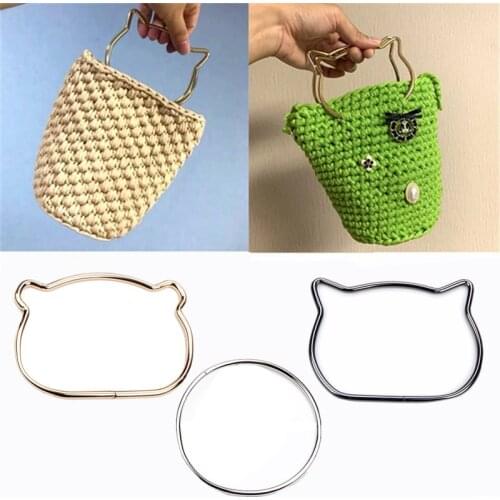 1PC Metal DIY Three-colour Handbags Bags Purse Cute Portable Cat Ear Bear Ear Big Circle Bag Accessories Handle