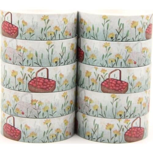 10PCS/lot 15MM*10M Solar Term Summer Grass Fruit Flower washi tape Masking Tapes Decorative Stickers DIYStationery School Supply