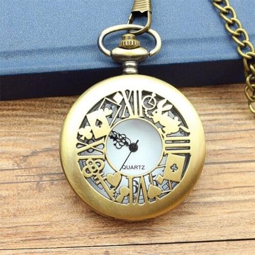 2019 NAZEYT fashion Antique Bronze Alice In Wonder Time Theme Pocket Watch Rabbit Poke Key Fob Wacth With Chain Necklace
