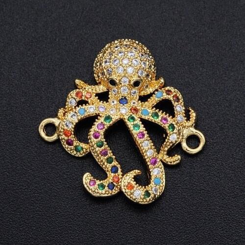 21mm CZ Zircon DIY Jewelry Rainbow Octupus Charm Connectors Wholesale Bulk Order Discounts Fashion Jewelry Accessories