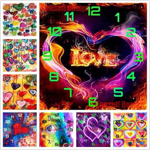 2020new diy diamond mosaic sale 5d diamond painting full clock heart 5d diamond embroidery sale clock decor home Christmas gift
