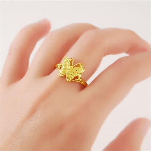 Brand New Gold Hollow Butterfly Rings for Woman 24k Gold Simple Fashion Jewelry Rings Wholesale