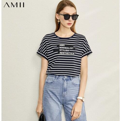 Женские полосатые футболки Amii China At AliExpress